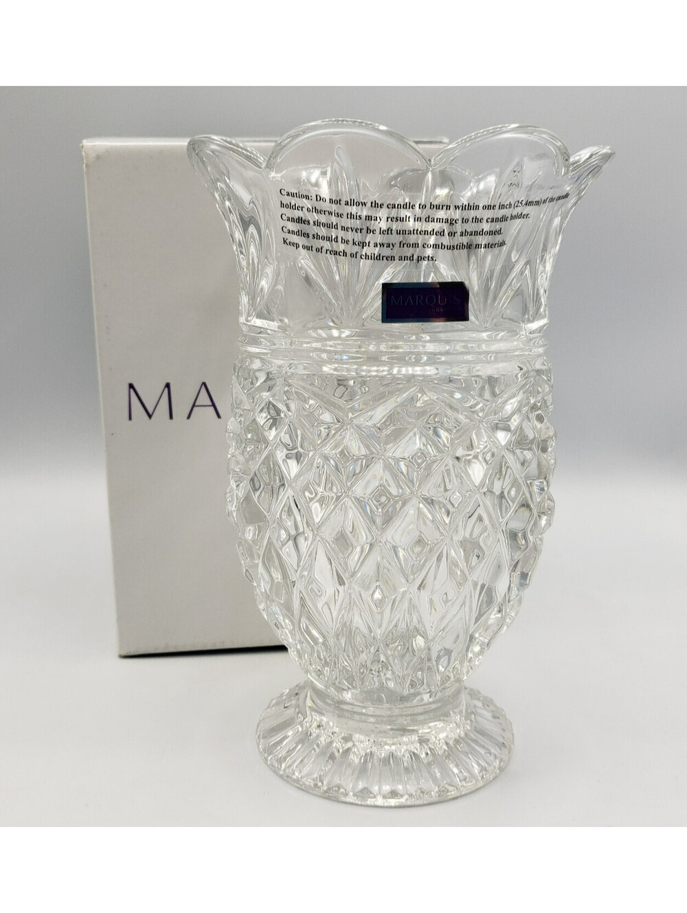 Waterford Marquis Lead Crystal Welcome Vase Taper Candle Holder #40022898 NIB